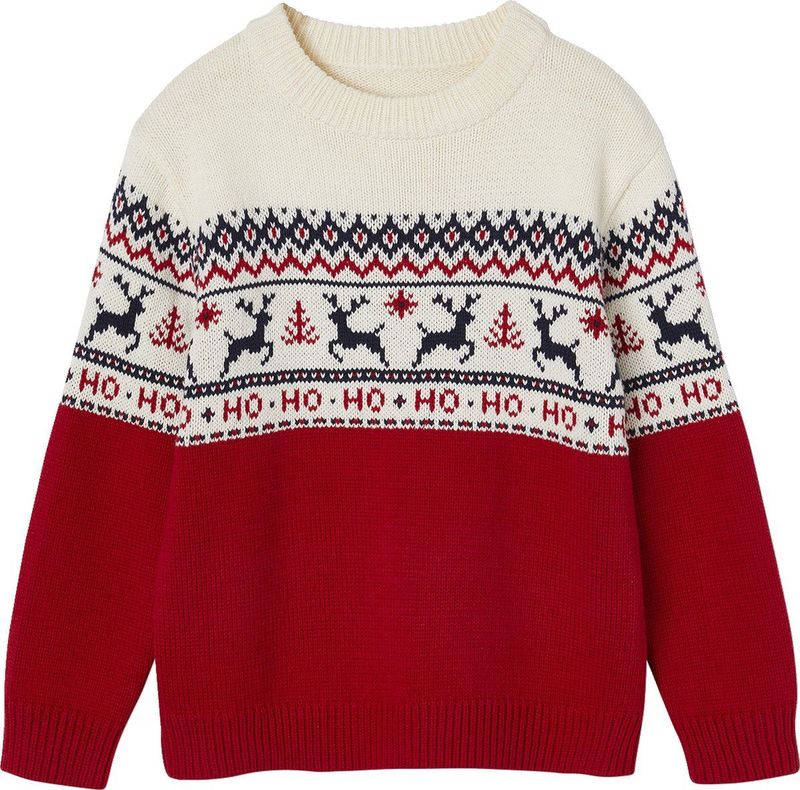 Jacquard - Kindertrui - Rood - Kerstthema - Familiecapsule