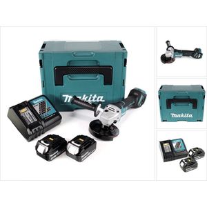 Makita DGA 517 RFJ accu haakse slijper 18 V 125 mm borstelloos + 2x accu 3.0 Ah + lader + Makpac