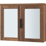 Badkamerkast Namsskogan met spiegel spiegelkast 50x60x15 cm walnootkleurig en zwart [en.casa]