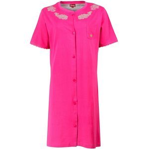 Medaillon Dames Nachthemd - 100% Katoen - Doorknoop - Roze - Maat M