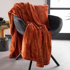 Dutch Decor - BILLY - Plaid 150x200 cm - Flannel Fleece - Potters Clay - Oranje Terra