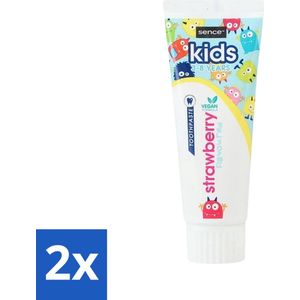 Sence - Kids 3-8 Jaar - Tandpasta - Aardbei Smaak - Vegan - 75 ml - Voordeelverpakking - 2 stuks