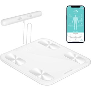 Intelligente badkamerweegschaal - 8 elektroden precisieweegschaal - bio-impedantie - digitale badkamerweegschaal - 18 essentiële metingen - Android - iOS