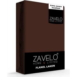 Zavelo Deluxe Flanel Laken Bruin - Lits-jumeaux (240x300 cm) - 100% katoen - Extra Dik - Zware Kwaliteit - Hotelkwaliteit