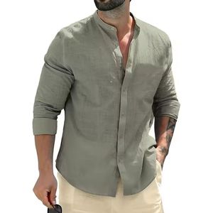 Heren blouse katoen - Zomer - Mode- Shirt - Lange mouwen - Stijlvol - Overhemd