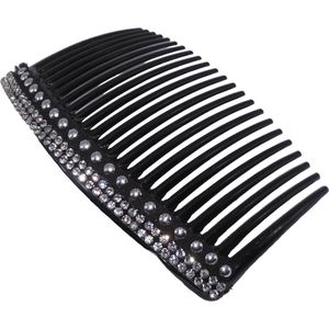 Haarkam-Zijkam zwart met strass grof middel