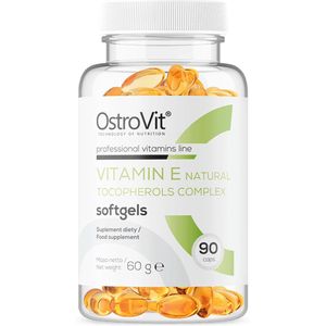 Vitaminen - Vitamin E - Natural Tocopherols Complex - 90 Softgels - OstroVit - Natuurlijke tocoferolen, Plantaardig squaleen, Fytosterol, Bèta-caroteen, Co-enzym Q10