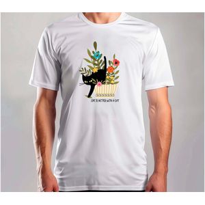 Life is Better with a Cat - T Shirt - Funny - SoFunny - Grappig - ZoGrappig - Sarcasm - SarcasticHumor - Sarcasme - Sarcastisch - Cat - Katten