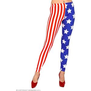 Widmann - Landen Thema Kostuum - Legging Born In The USA - Vrouw - Blauw, Rood, Wit / Beige - Small / Medium - Carnavalskleding - Verkleedkleding