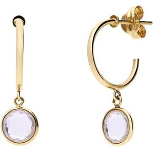 Lucardi Dames 14 karaat oorbellen geboortesteen hanger April - Oorbellen - 14 Karaat Goud - Goud