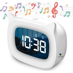 OverSafe® Ace Slaaptrainer voor Kinderen – Slaapwekker met 18 Liedjes – Kinderwekker - Nachtlamp Dimfunctie – Lichtwekker - Tijdloos Design – 2024 Model
