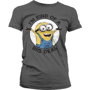 Minions Dames Tshirt -S- I'm Kind Of A Big Deal Grijs