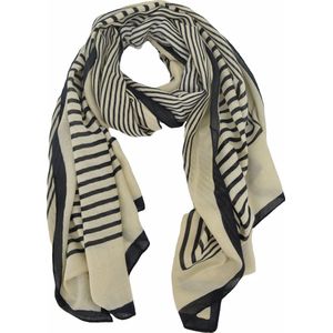 Sjaal Kensi - Crème/Zwart | Viscose | 180 x 90 cm | Fashion Favorite