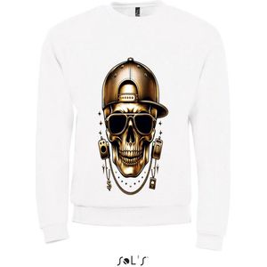 Sweatshirt 2-199 Sweatshirt Golden Skull - Wit, M