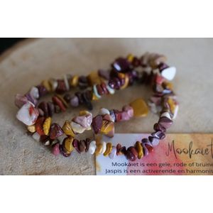 Mookaiet Armband met organische kralen, chip, edelstenen - Perfect cadeau voor mannen en vrouwen - Inclusief uitleg - Spiritueel - Mokaite - Activering - Doorzettingsvermogen - Oud verdriet - Stress - Overspanning - Doelgericht - 100% NATUURLIJK