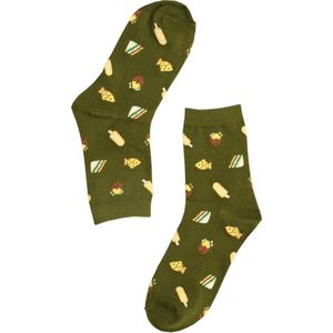 Sandwich Sokken maat 36-40 - Groen - Grappige Sokken