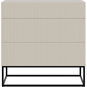 Selsey Veldio - Dressoir 3-lades 90 cm - Grijsbeige met zwarte poten