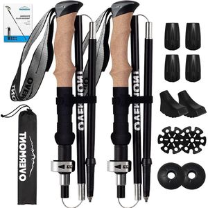 Opvouwbare Wandelstokken - Koolstofvezel en Aluminium - Ultralicht - Voor Mannen en Vrouwen - Wandelen, Kamperen, Bergen, Backpacking, Trekking