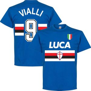 Vialli 9 Retro Team T-Shirt - Blauw - L
