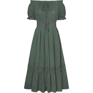 Dames Off-the-shoulder Hoge Taille Katoenen Jurk