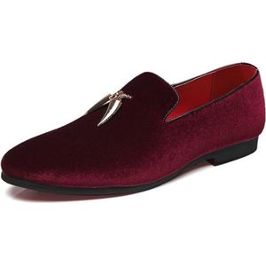 Casual Sickle Suede Herenschoenen Platte Instapper Puntschoen Jurk Schoenen Loafer, Maat: 37 (Rood)