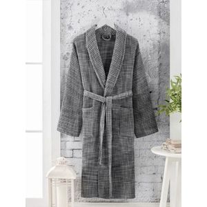 Lubna Home Waffel Badjas LARGE Waffel Dessing Badjas Zacht Katoen - LARGE-GRIJS