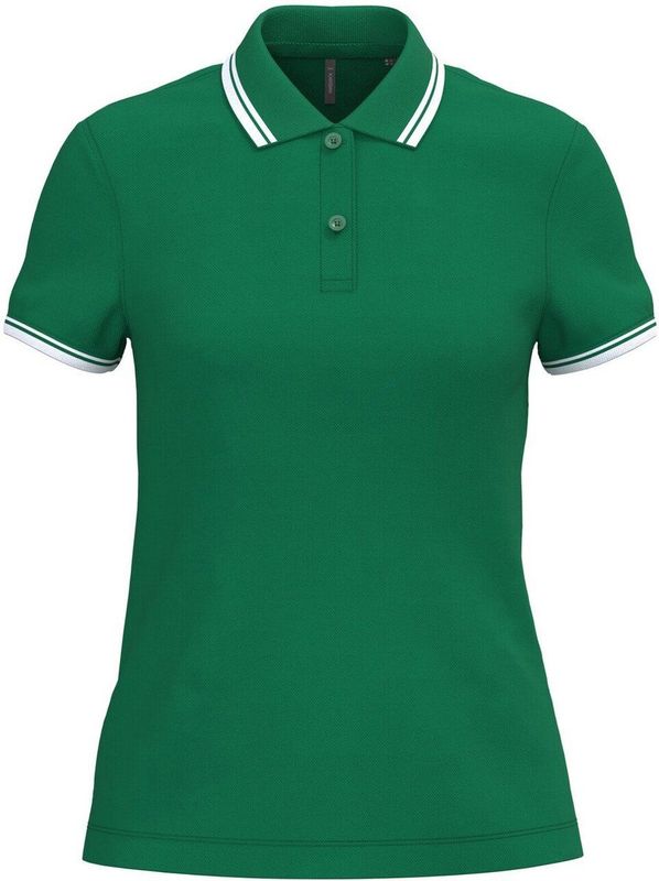 Kariban Gestreepte damespolo korte mouwen K273 - Kelly Green / White - L