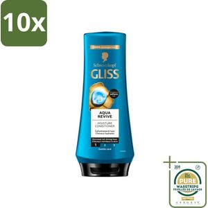 10 x Gliss - Hair Repair - Conditioner Aqua Revive voor Hydraterend en Fris Haar - 200 ml - Grootverpakking - Haarhydratatie - Droog Haar - Aquaporine Complex - Crèmespoeling - Haarverfrissing