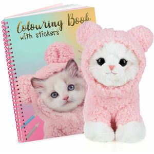 Studio Pets® Cadeauset – Ragdoll Kat Knuffel Mousie (16 cm) + Kitten Kleurboek – Verjaardagscadeau voor Kinderen