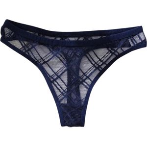 Luxe Dames String - Transparant - Blauw - Patroon - Dames Lingerie / Ondergoed - Maat M