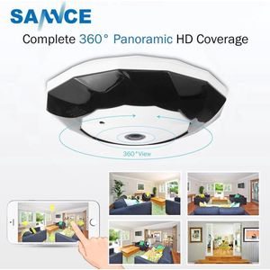 Sannce 360° Night Vision Wireless Beveiligingscamera - Fisheye Panoramic IP Camera|3 Megapixels |1080P |IP Dome| Binnen | IR Night Detection Bewakingscamera
