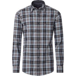 CASA MODA - Sport Casual Fit Overhemd - Antraciet Geruit - Flanel - Strijkvriendelijk
