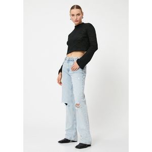 Koton - Crop Top - Wit - Gehaakte Structuur - Flare Mouwen