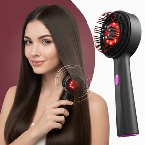 Multifunctionele Elektrische Massagekam – Borstel- Hoofdhuidmassage, Rood Licht Therapie & Haargroei Serum Applicator