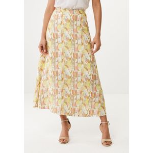 Rok With Gathered Front All Over Print Dames - Lime Geel - Maat 44