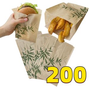 Rainbecom - 200 Stuks - Hamburger Zakje Papier - Vetvrij Papier - Papieren Zakken - Bamboe