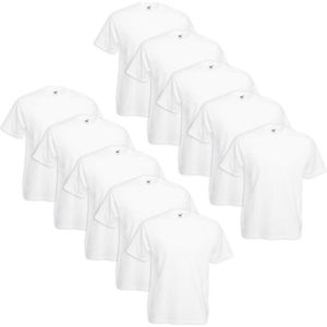 Fruit of the Loom 10x Grote maat Value Weight T-shirt Wit 4XL (XXXXL)