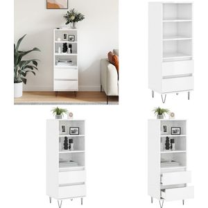 vidaXL Hoge kast 40x36x110 bewerkt hout hoogglans wit - Hoge Kast - Hoge Kasten - Hoge Kast Met Lade - Kast