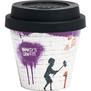 Quy Cup - 90 ml Ecologische Espresso Reisbeker - De originele Banksy's Graffiti ""Hammer Boy"" 7x7x7cm
