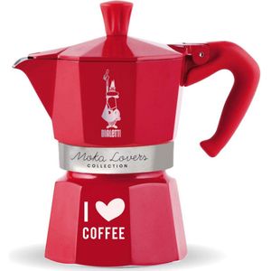 Bialetti Moka Express I Love Coffee - Percolator - Rood - 3 kops - 130ml