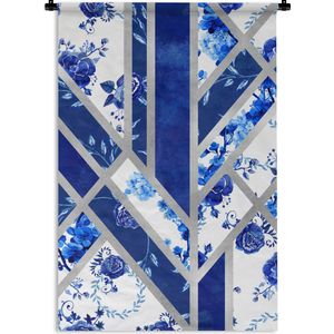 Wandkleed - Wanddoek - Delfts blauw - Design - Luxe - 120x180 cm - Wandtapijt