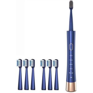 Ultrasone Tandenborstel Met 6 Borstelkoppen, Oplaadbare Accu En 5 Modi, Waterdicht IPX7