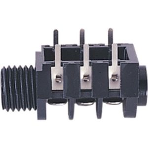 6,35mm Jack (v) inbouw PCB connector - plastic - 6 soldeerpunten / stereo