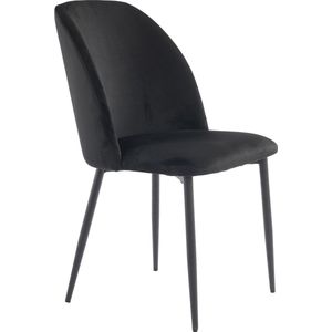 Merax set van 4 eetkamerstoelen - Ergonomisch design met rugleuning en metalen poten - Zwart
