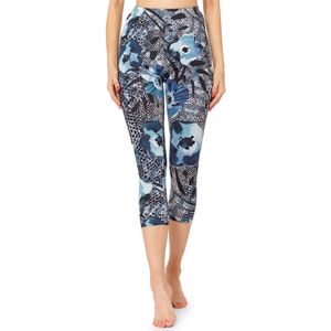 Merry Style – Leggings – Dames – 3/4 Capri – Katoen – marineblauw/bloemen – XS - MS-MS10-411-LE