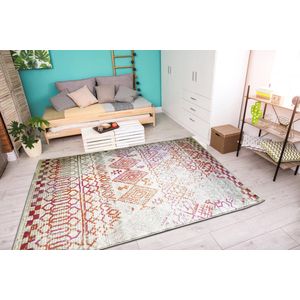 Aledin Carpets Bengaluru - Vintage - Laagpolig - Vloerkleed 160x230cm - Creme Paars Oranje