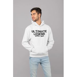 2004 Jaar Wit Hoodie heren - Maat S - Ultimate Legend - Verjaardag Cadeau Mannen - Limited Edition