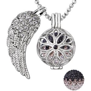Quiges Engelenroeper 18mm Bolhouder met Ketting 90cm en Bolletje - Dames - Zilverkleurig Bloem - EBS18109