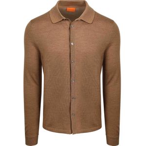 Suitable Cardigan Shirt Merino Camel - Maat M - Heren - Casual Shirt