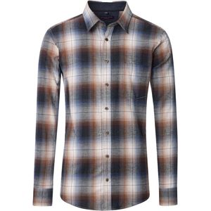 Casa Moda overhemd grijs geprint wijde fit katoen